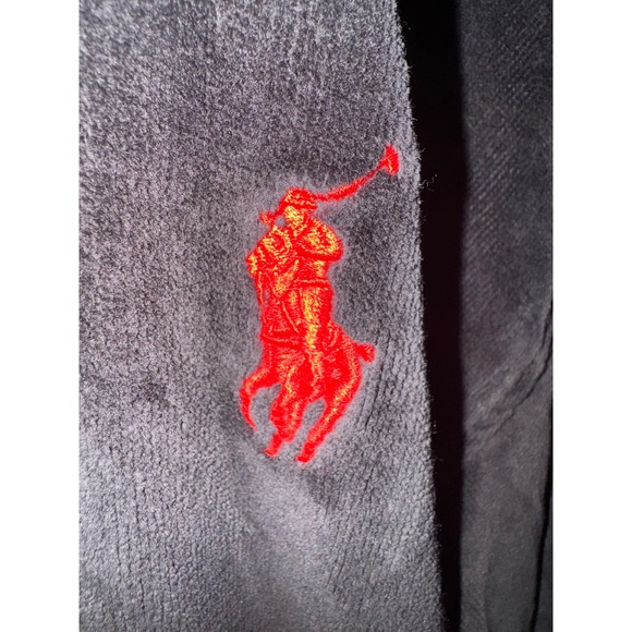 Polo Ralph Lauren Mens Black Velour Robe Wrap Tie Iconic Pony Logo Size L/XL - Picture 5 of 8